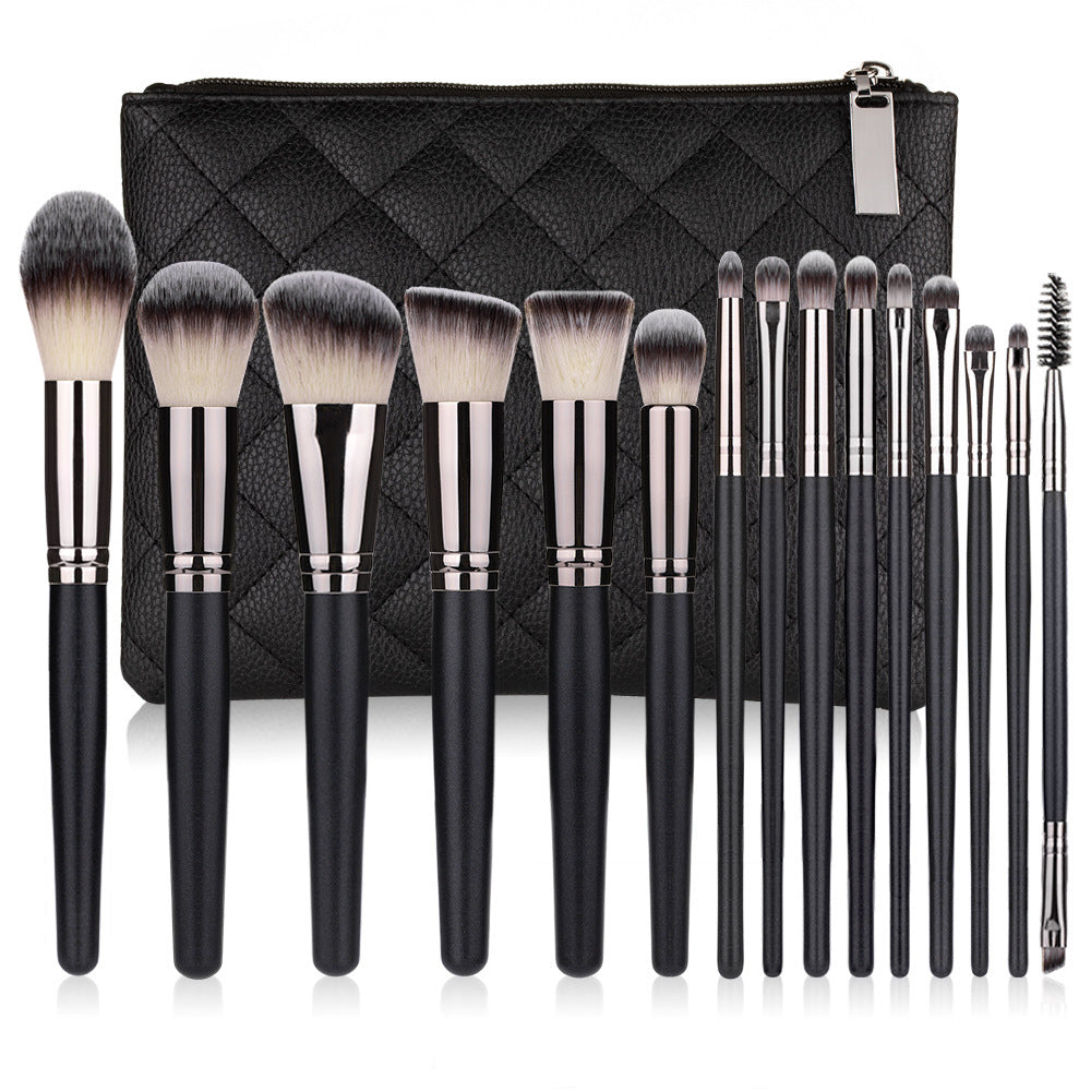 Krispfy Cosmetics 15 Makeup Brushes Set Full Set Matte Black Makeup Tools