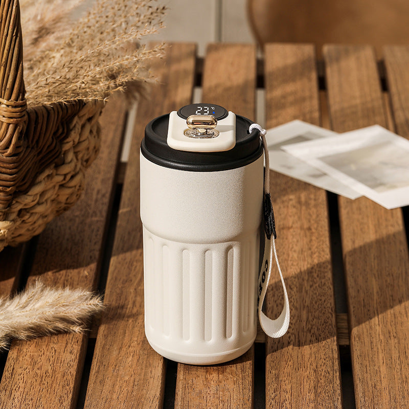 Krispfy Online Solutions Smart Digital Thermal Bottle Portable Coffee Mug Stainless Steel Water Bottle In-Car Insulated Cup Keep Cold Vacuum Flasks 450ml