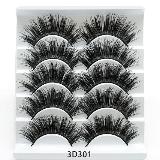 Mink False Eyelashes 3D False Eyelashes Five Pairs Of Soft Cotton Stalk Eyelashes- Krispfy.com