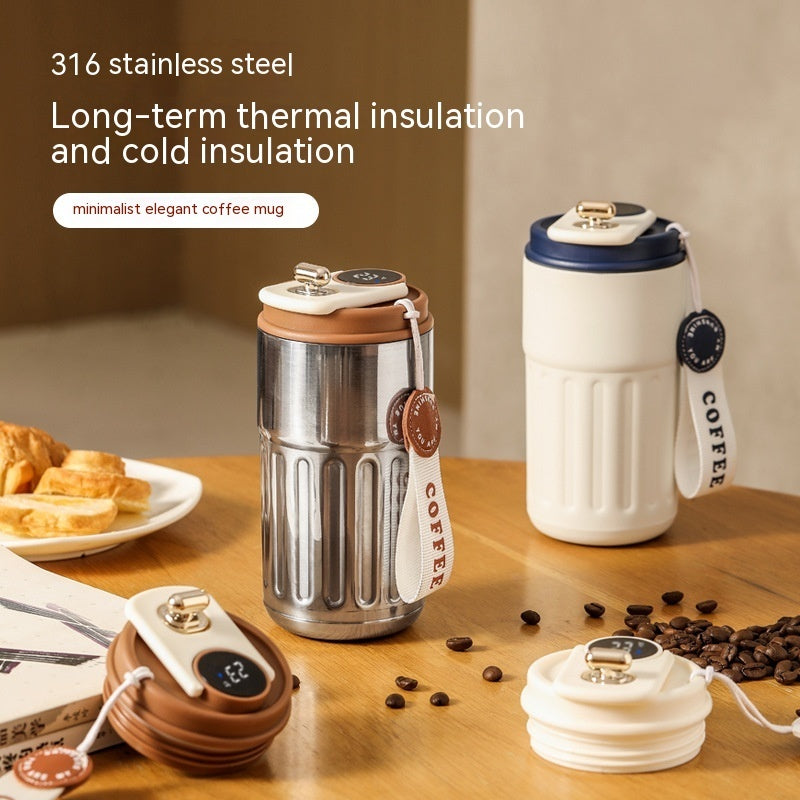 Krispfy Online Solutions Smart Digital Thermal Bottle Portable Coffee Mug Stainless Steel Water Bottle In-Car Insulated Cup Keep Cold Vacuum Flasks 450ml