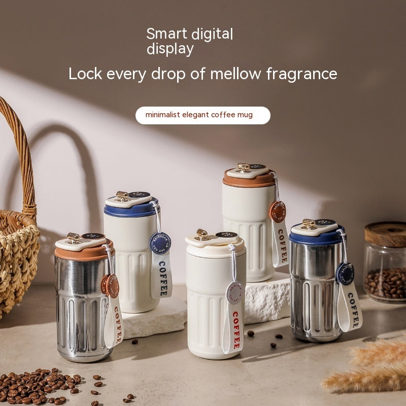 Krispfy Online Solutions Smart Digital Thermal Bottle Portable Coffee Mug Stainless Steel Water Bottle In-Car Insulated Cup Keep Cold Vacuum Flasks 450ml