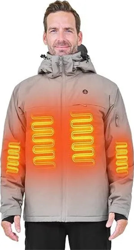 Heated Jacket, Ski Jacket Coat, With 12V 16000mAh Battery Pack, 5 Areas Heating Thicken Men Winter Coat
