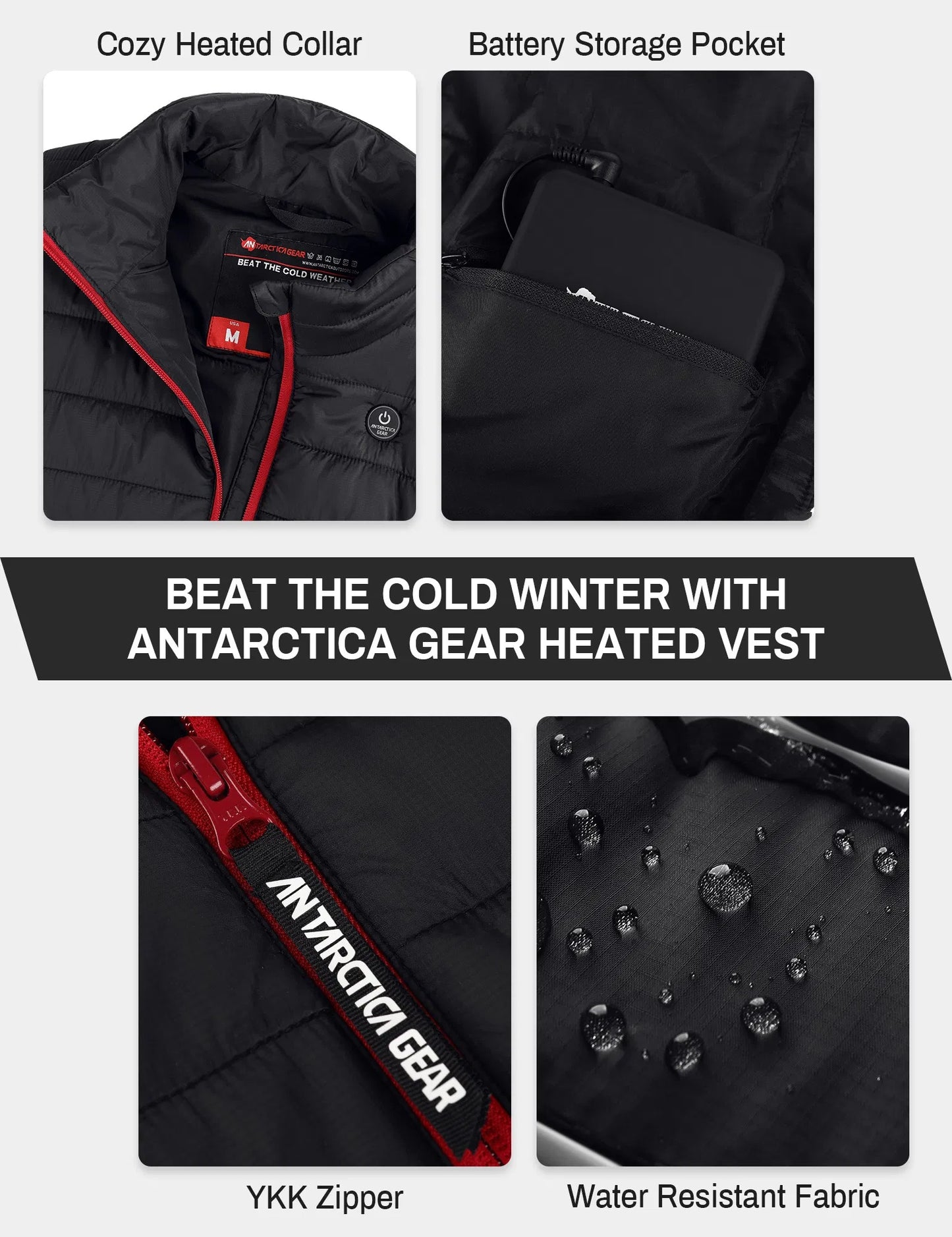 ANTARCTICA GEAR Women's Heated Vest With 16000mAh Battery Pack, Rechargable Lightweight Heated Vest For Winter Outdoor