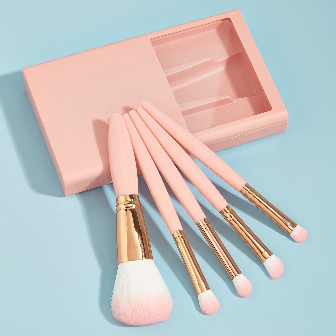 5 PCs Makeup Brushes With Mirror Travel Set - Krispfy.com