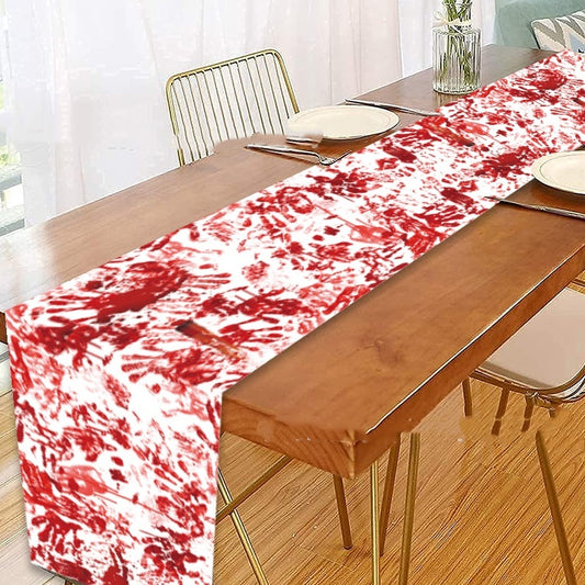 Horror Happy Halloween Tablecloth Bloody Handprint Table Cover Festival Halloween Party Tablecloth Decoration Supplies