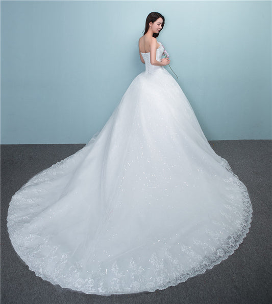 Krispfy.com Wedding Bride Wedding Dress New Large Tail Size Wedding Dress