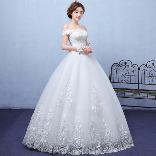 Krispfy.com Summer Paragraph White Word Shoulder Wedding Dress I Lace Wedding I Bride Wedding Dress