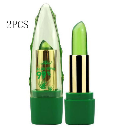 Krispfy Cosmetics Aloe Vera Gel Color Changing Lipstick Gloss  Moisturizer Anti-drying Desalination Fine-grain Lip Blam Care
