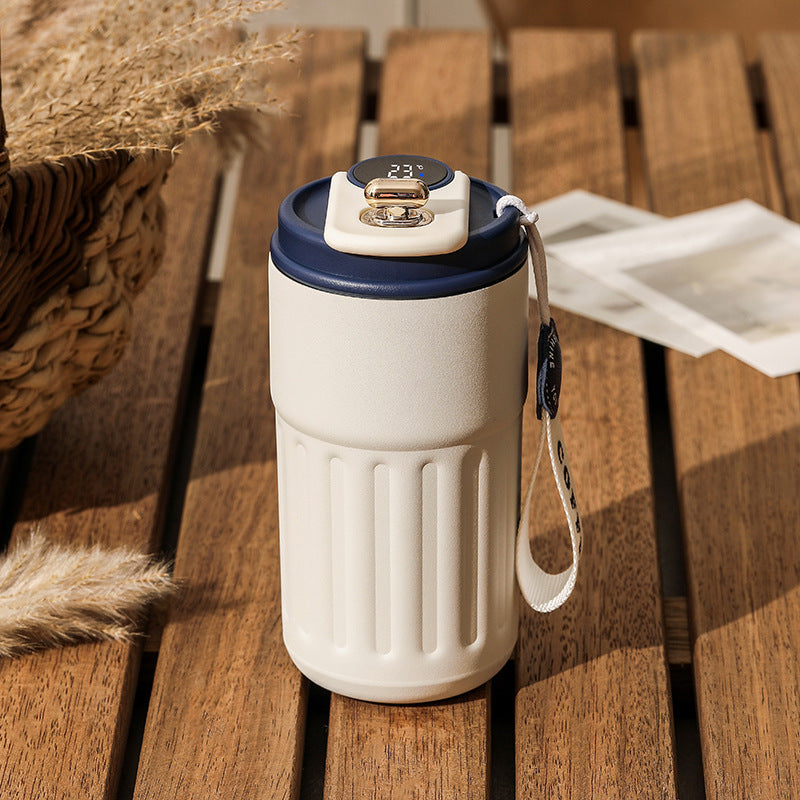 Krispfy Online Solutions Smart Digital Thermal Bottle Portable Coffee Mug Stainless Steel Water Bottle In-Car Insulated Cup Keep Cold Vacuum Flasks 450ml