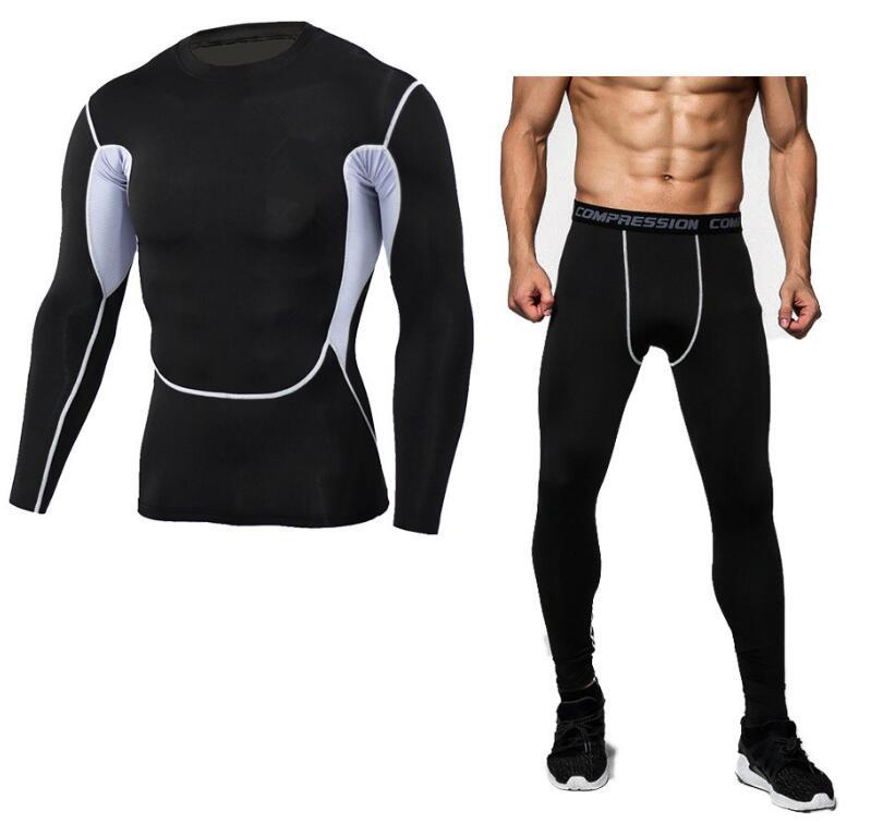 Long Sleeved Tight Fitting Men's Sports Quick Drying Fitness Suit Set