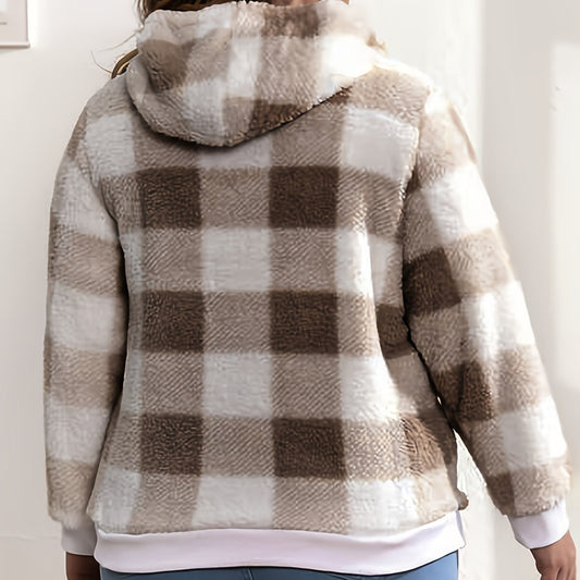 Sweater Hooded Plaid Plush All-matching