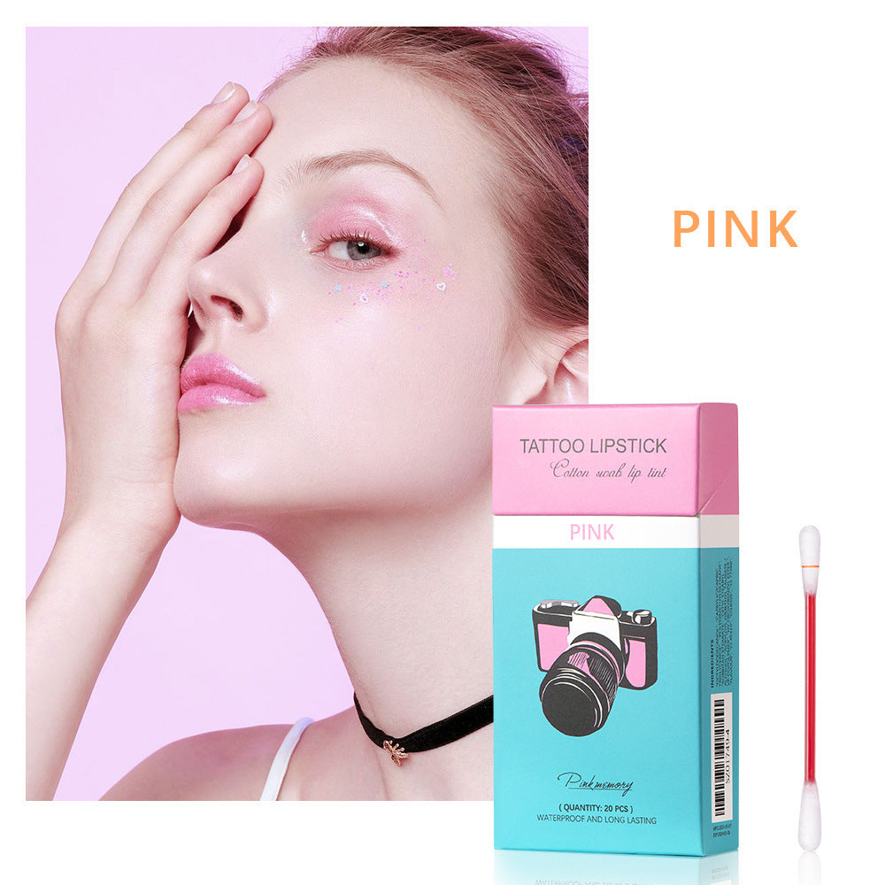 20 Pcs Set Cotton Swab Lipsticks For Outdoor Portable Lipsticks Cosmetics Waterproof Case Lasting Long Cigarette Liquid Lipstick - Krispfy.com