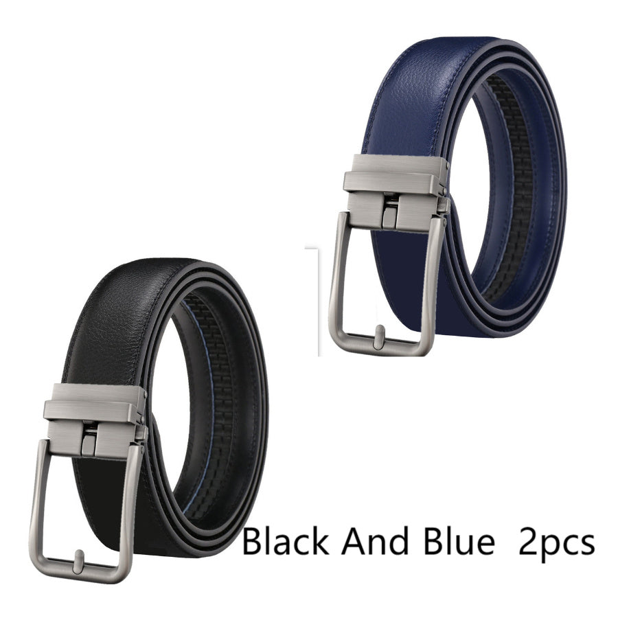Men's Leather Belt Automatic Buckle Simple Hollow