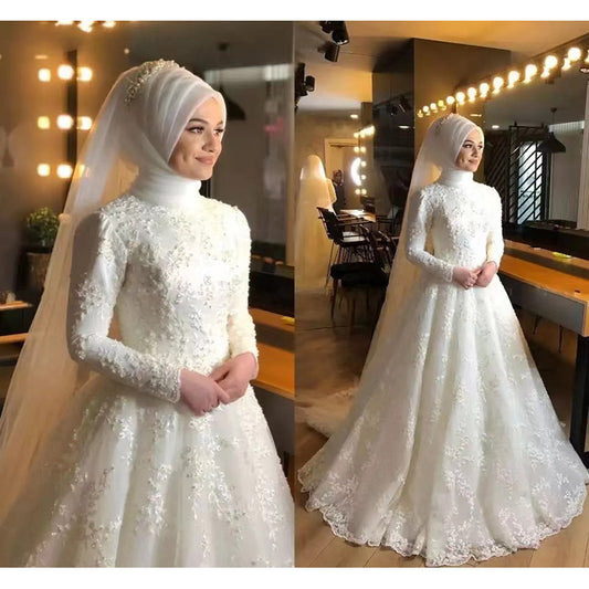 Krispfy Long Sleeve White Dignified Wedding Dress