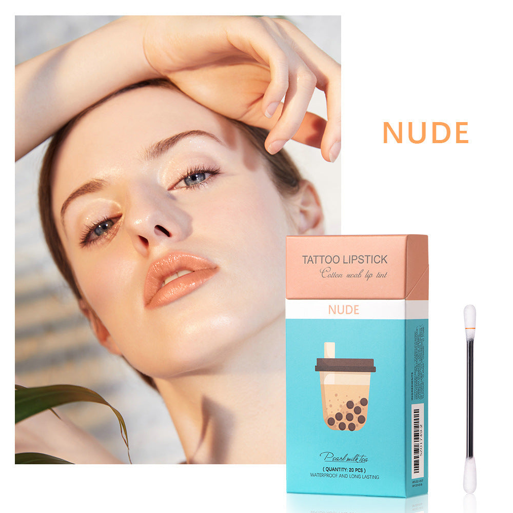 20 Pcs Set Cotton Swab Lipsticks For Outdoor Portable Lipsticks Cosmetics Waterproof Case Lasting Long Cigarette Liquid Lipstick - Krispfy.com