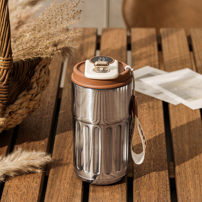 Krispfy Online Solutions Smart Digital Thermal Bottle Portable Coffee Mug Stainless Steel Water Bottle In-Car Insulated Cup Keep Cold Vacuum Flasks 450ml