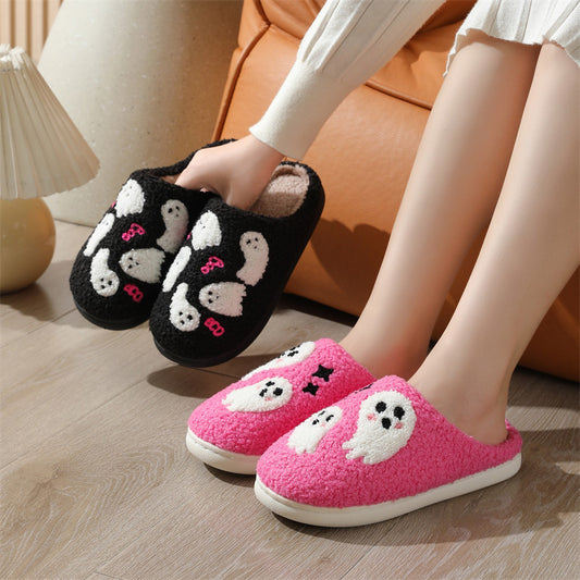 Krispfy Orignals USA - Halloween Cartoon Ghost Cotton Slippers For Women I Indoor Non-slip Bedroom Floor Slipper