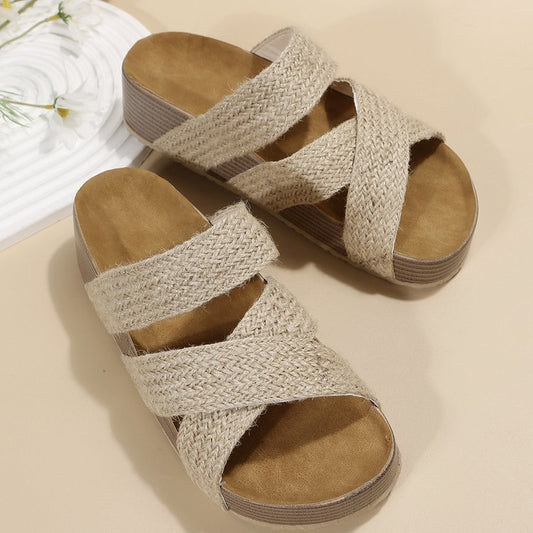 Krispfy Orignals USA - Women Cross-strap Slippers Summer I Platform Sandals I  Flat Beach Shoes