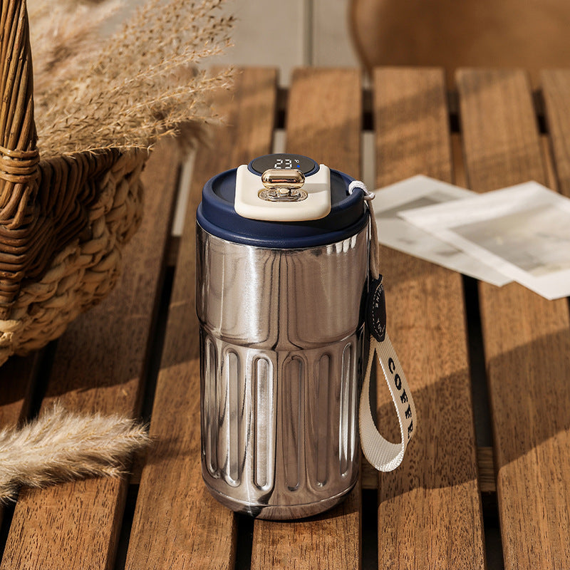 Krispfy Online Solutions Smart Digital Thermal Bottle Portable Coffee Mug Stainless Steel Water Bottle In-Car Insulated Cup Keep Cold Vacuum Flasks 450ml