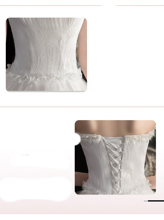 Krispfy.com Short Front And Back Length Small Trailing Wedding Dress