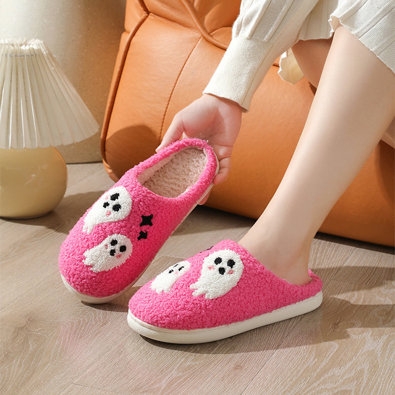 Krispfy Orignals USA - Halloween Cartoon Ghost Cotton Slippers For Women I Indoor Non-slip Bedroom Floor Slipper