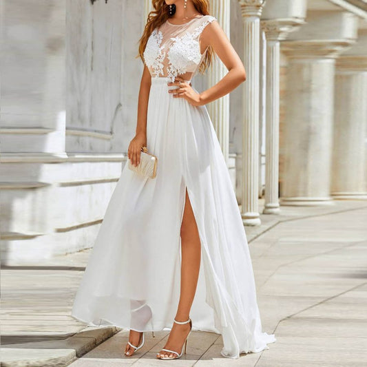 Krispfy.com - Chiffon Lace Trailing Wedding Large Swing Dress