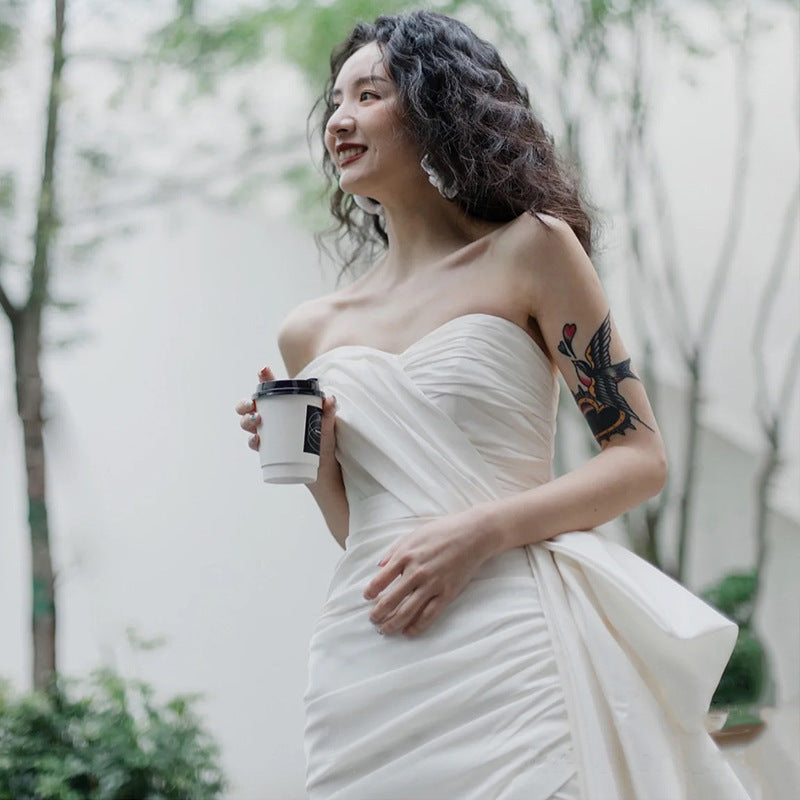 Krispfy.com Light Wedding Gown Short Women