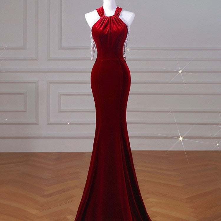 Krispfy.com Velvet Fish Tail Cocktail Dress Bridal Engagement
