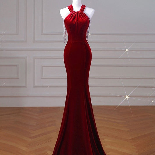 Krispfy.com Velvet Fish Tail Cocktail Dress Bridal Engagement