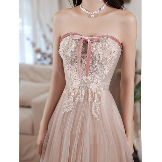 Krispfy.com Elegant Tube Lace Sequined Ball Gown Pageantry Gown Prom Gown