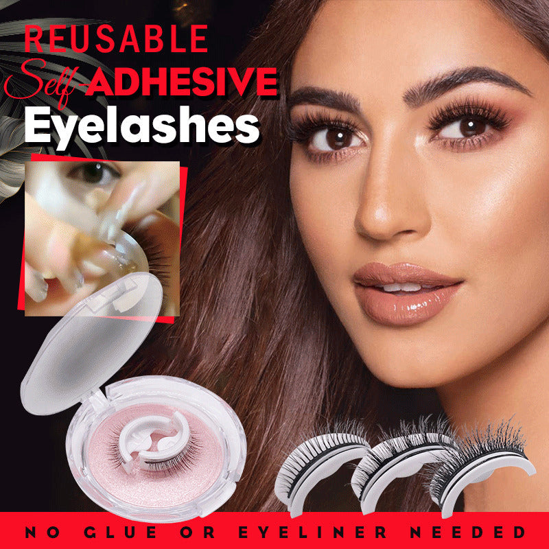 Reusable 3D Mink Lashes Natural False Eyelash - Krispfy.comes Self Adhesive Fake Glue Free Makeup Eyelash Extension Silk