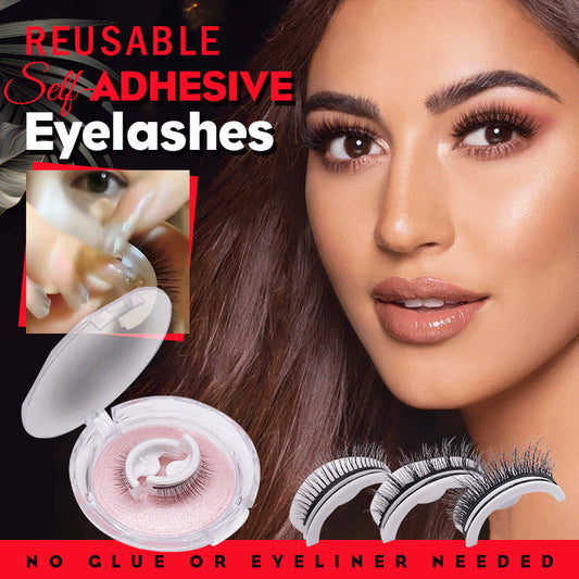 Reusable 3D Mink Lashes Natural False Eyelash - Krispfy.comes Self Adhesive Fake Glue Free Makeup Eyelash Extension Silk