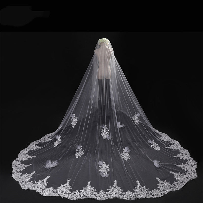 Krispfy.com Bride Wedding Master Wedding Veil Long Long Tail