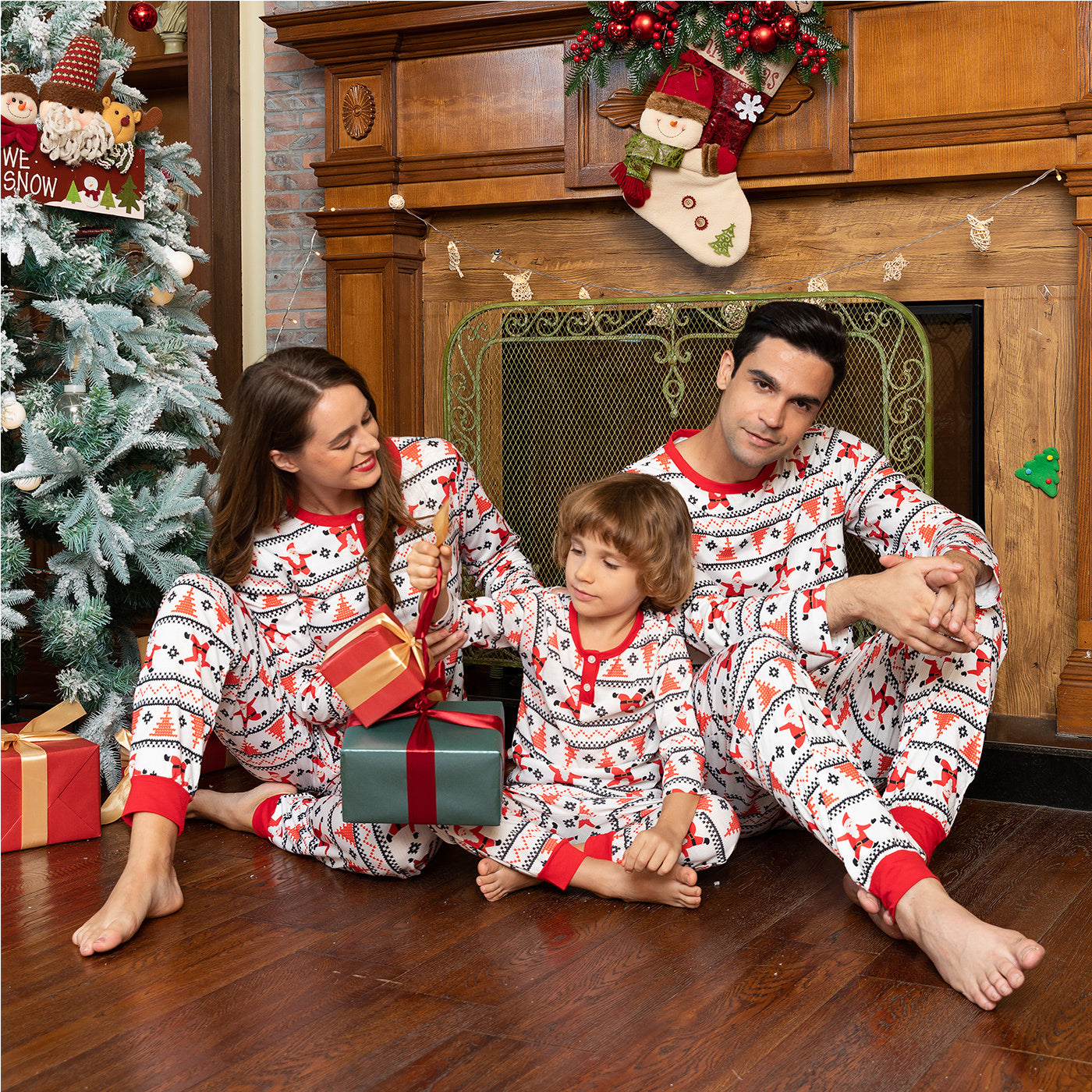 Christmas Parent-child Suit Pajamas Printed Long Sleeve Round Neck