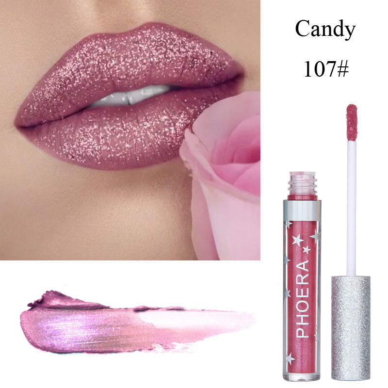 Krispfy Cosmetics Moisturizing Candy Color Lip Gloss Waterproof Glitter Liquid Lipstick Long Lasting Makeup Lipstick