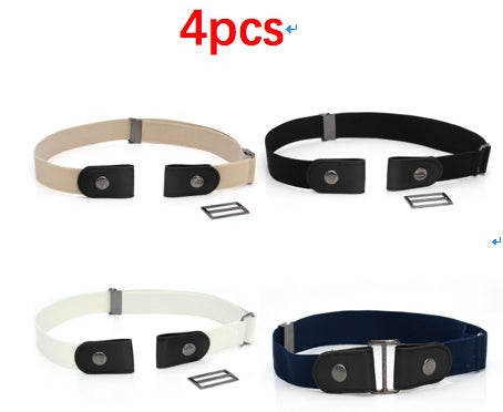 Leather Slim Stretch Invisible Jeans Simple Lazy Belt