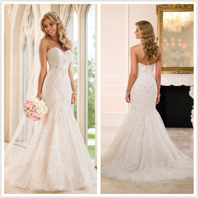 Krispfy.com - Wedding Dress Tube Top Lace Wedding Dress