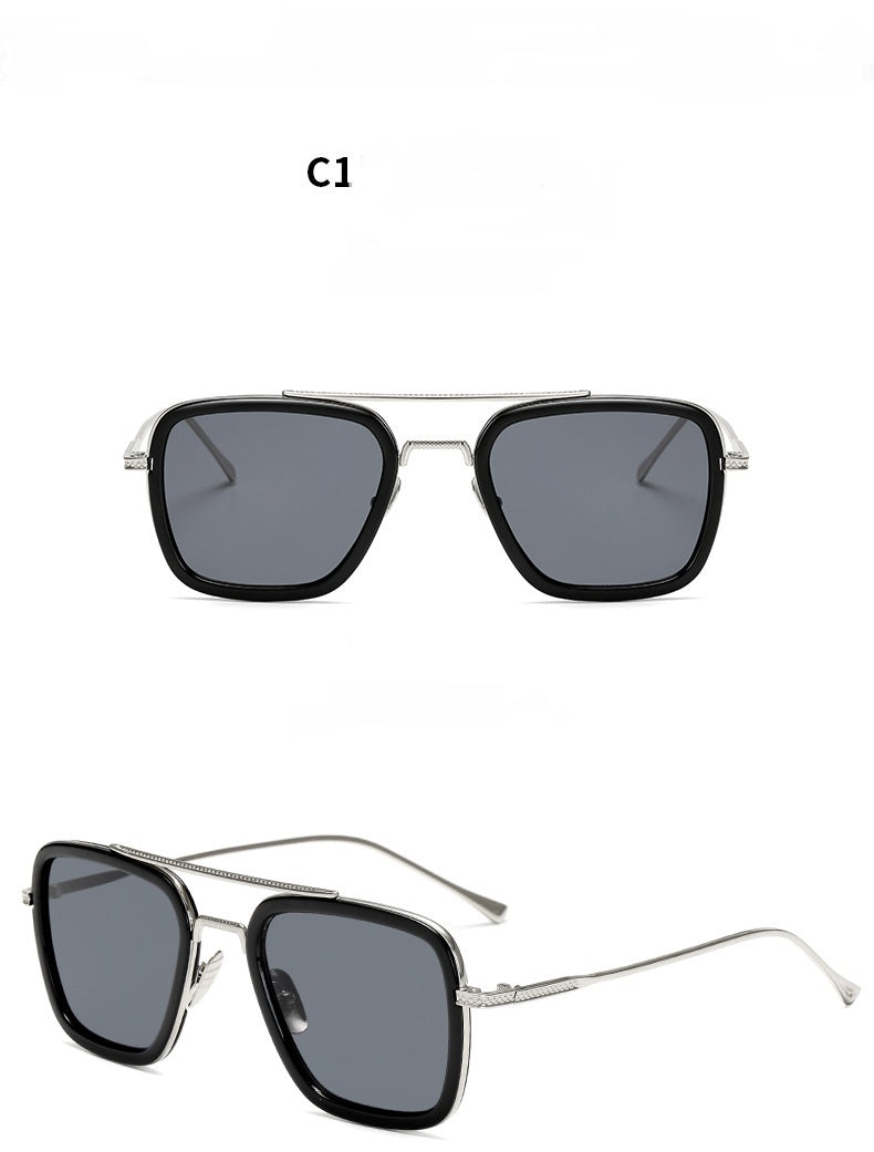 New Fashion Sunglasses Men Metal Square Iron Glasses