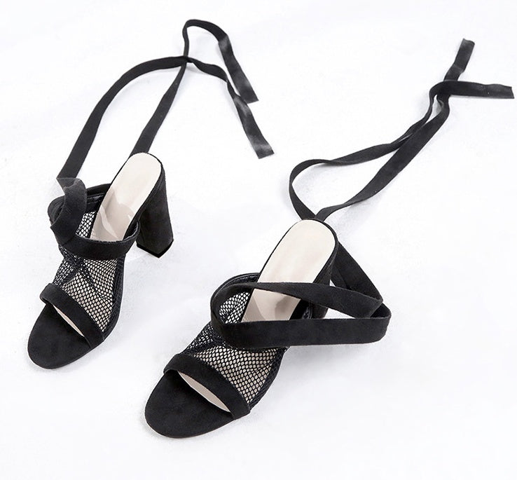 Krispfy Orignals USA - Cross Strap Lace Up High Heels Sandal