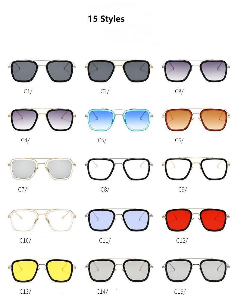New Fashion Sunglasses Men Metal Square Iron Glasses