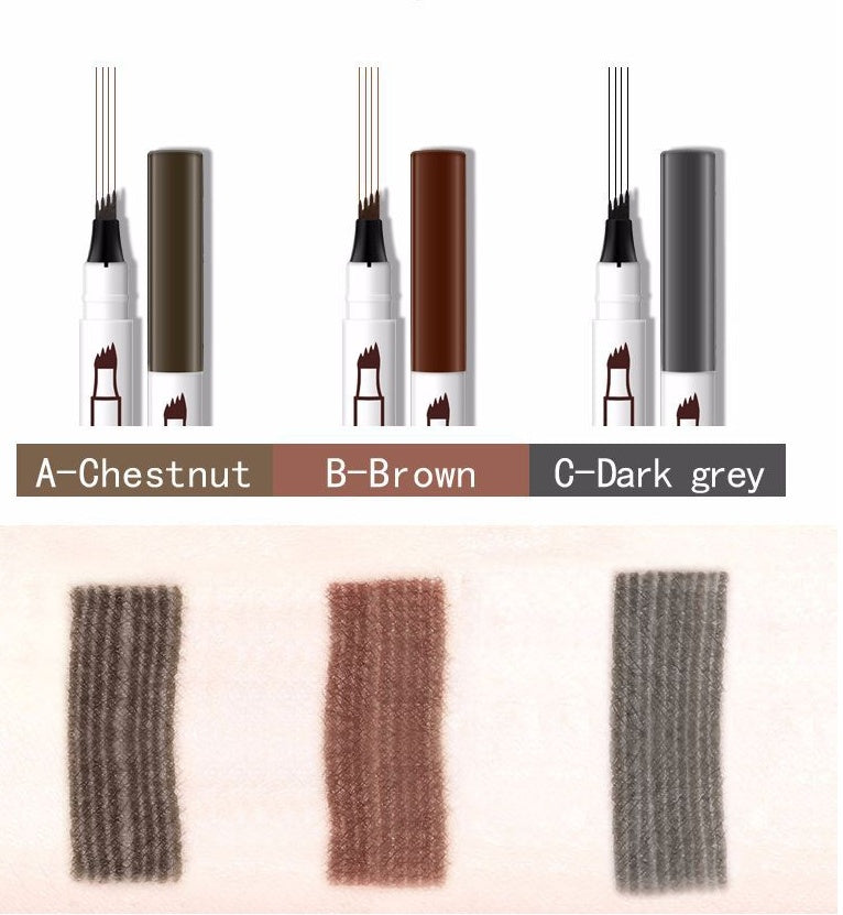 Waterproof Natural Eyebrow Pen Four-claw Eye Brow Tint Fork Tip Eyebrow Tattoo Pencil- Krispfy.com