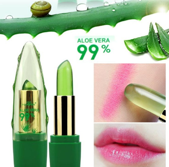 Krispfy Cosmetics Aloe Vera Gel Color Changing Lipstick Gloss  Moisturizer Anti-drying Desalination Fine-grain Lip Blam Care