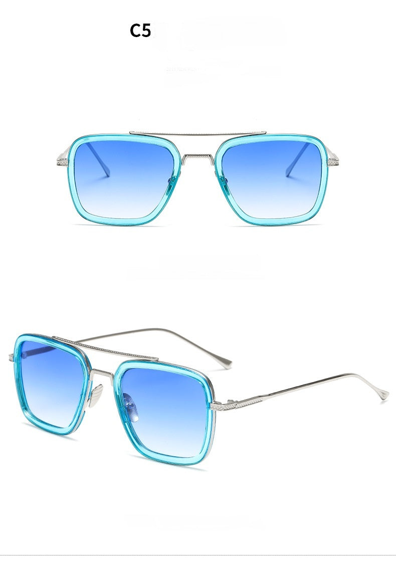 New Fashion Sunglasses Men Metal Square Iron Glasses