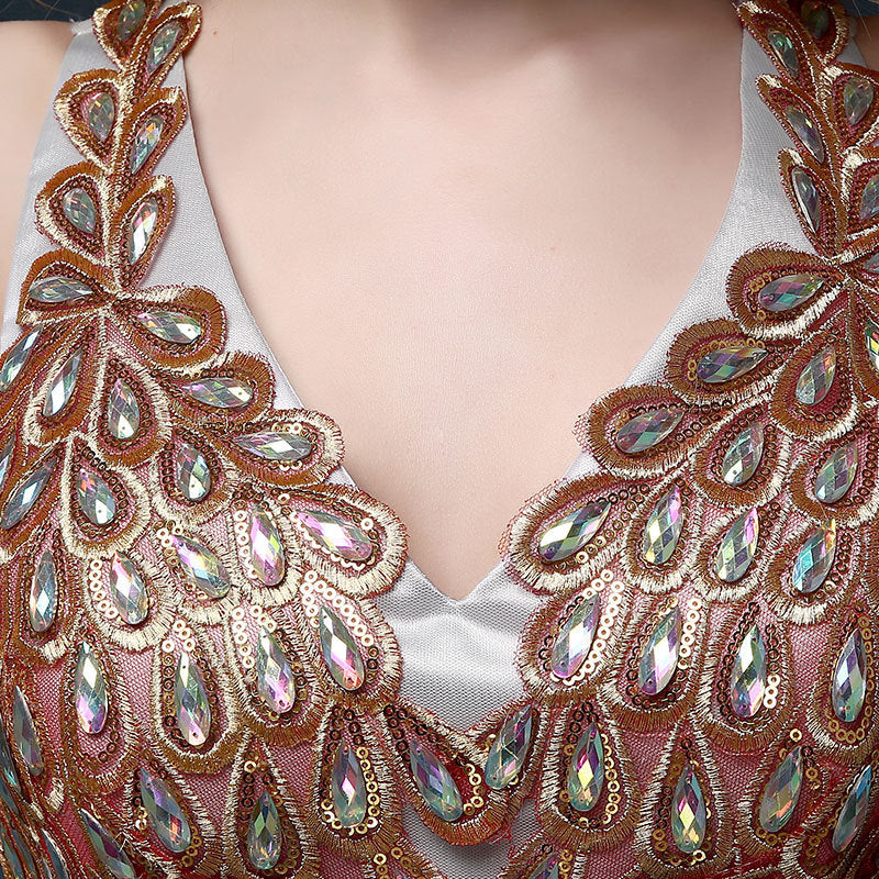 Krispfy.com V-neck Shoulder Fishtail Skirt