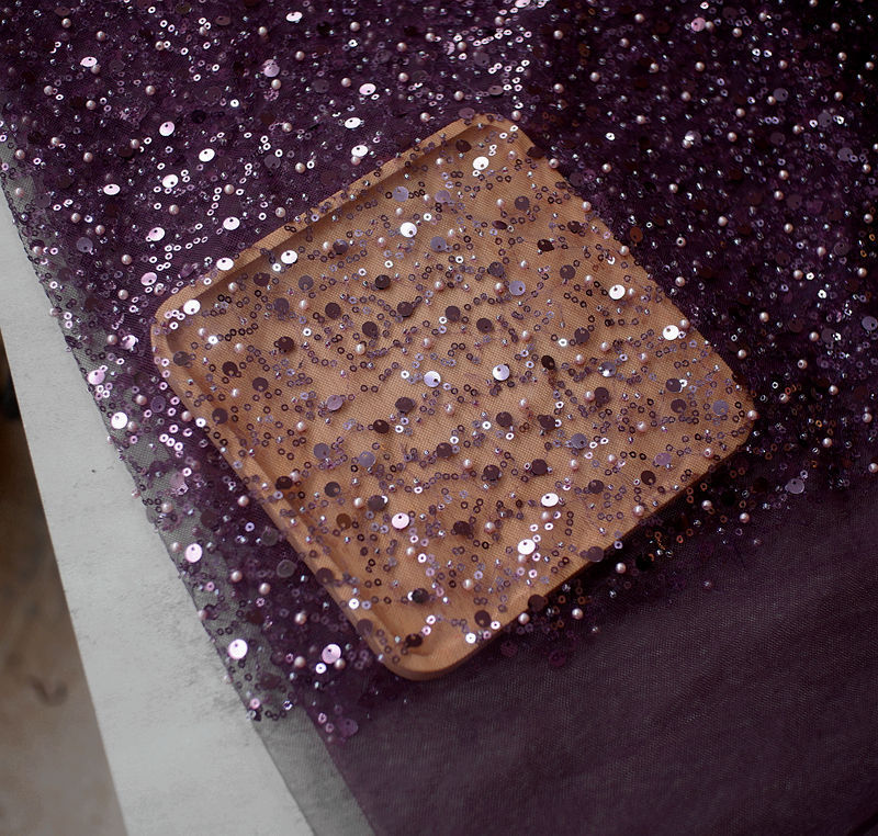 Krispfy.com Sequined Pearl Embroidery Lace I Single Sleeve Dress