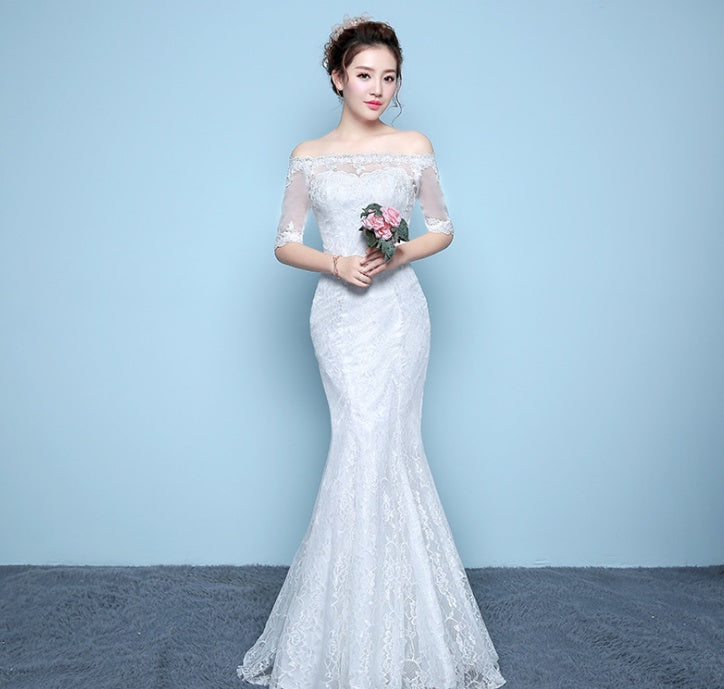 Krispfy.com Wedding Dress Bride Wedding Dress Fishtail Wedding Dress Waist Fishtail Wedding
