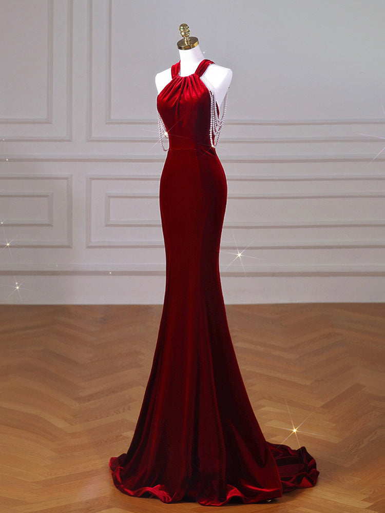 Krispfy.com Velvet Fish Tail Cocktail Dress Bridal Engagement