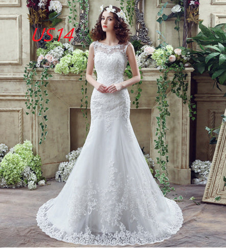 Krispfy.com Bride Trailing Wedding Dress sexy Lace Mermaid Wedding DressW