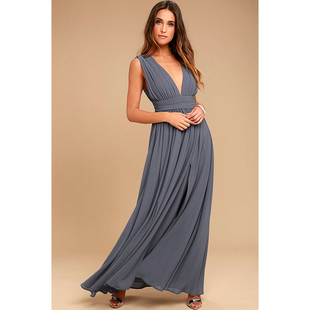Krispfy.com Women's Fashion Deep V Sleeveless Long Dress