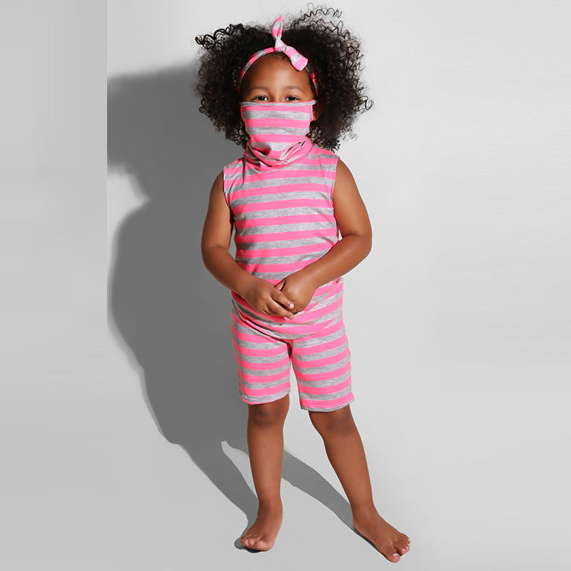 Krispfy.com Women's Summer New Fashion Sleeveless Printed Vest Parent-child Suit